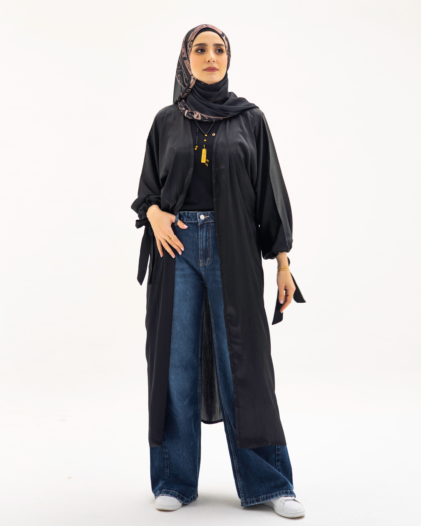 Flowy Satin Cardigan In Black