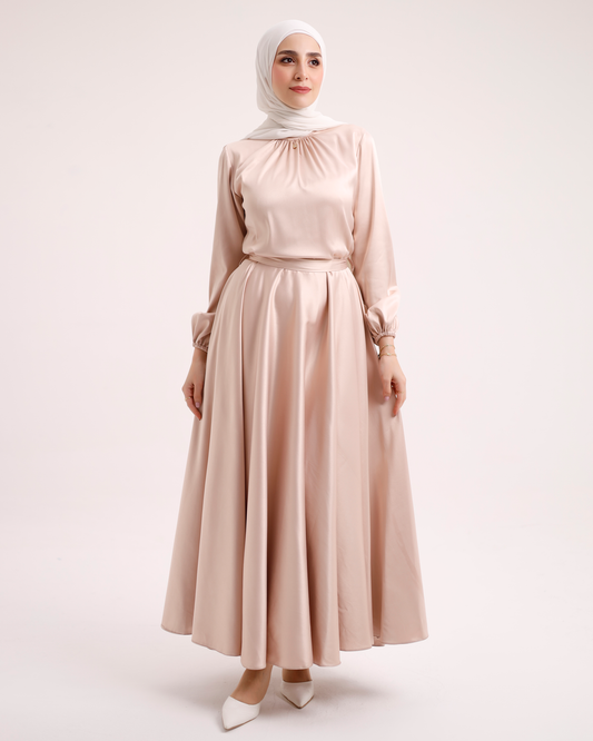 Viola Dream Satin Dress In Nude