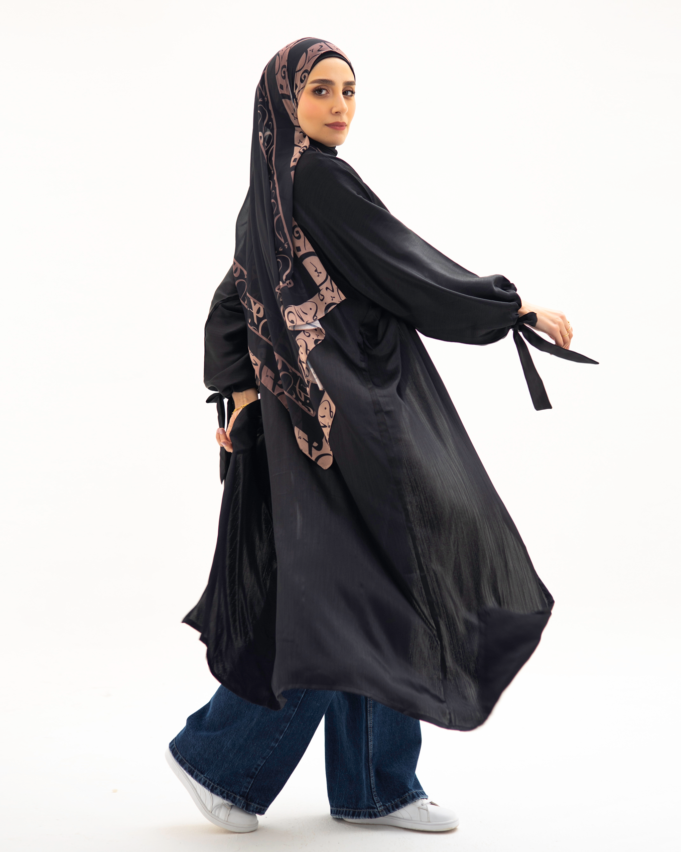 Flowy Satin Cardigan In Black