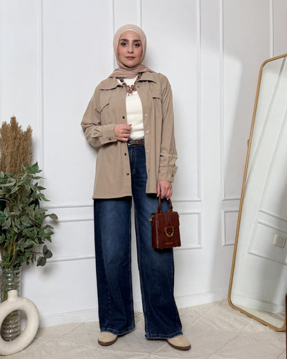 Mira Corduroy Chemise In Cafe