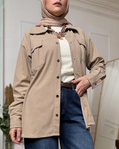 Mira Corduroy Chemise In Cafe